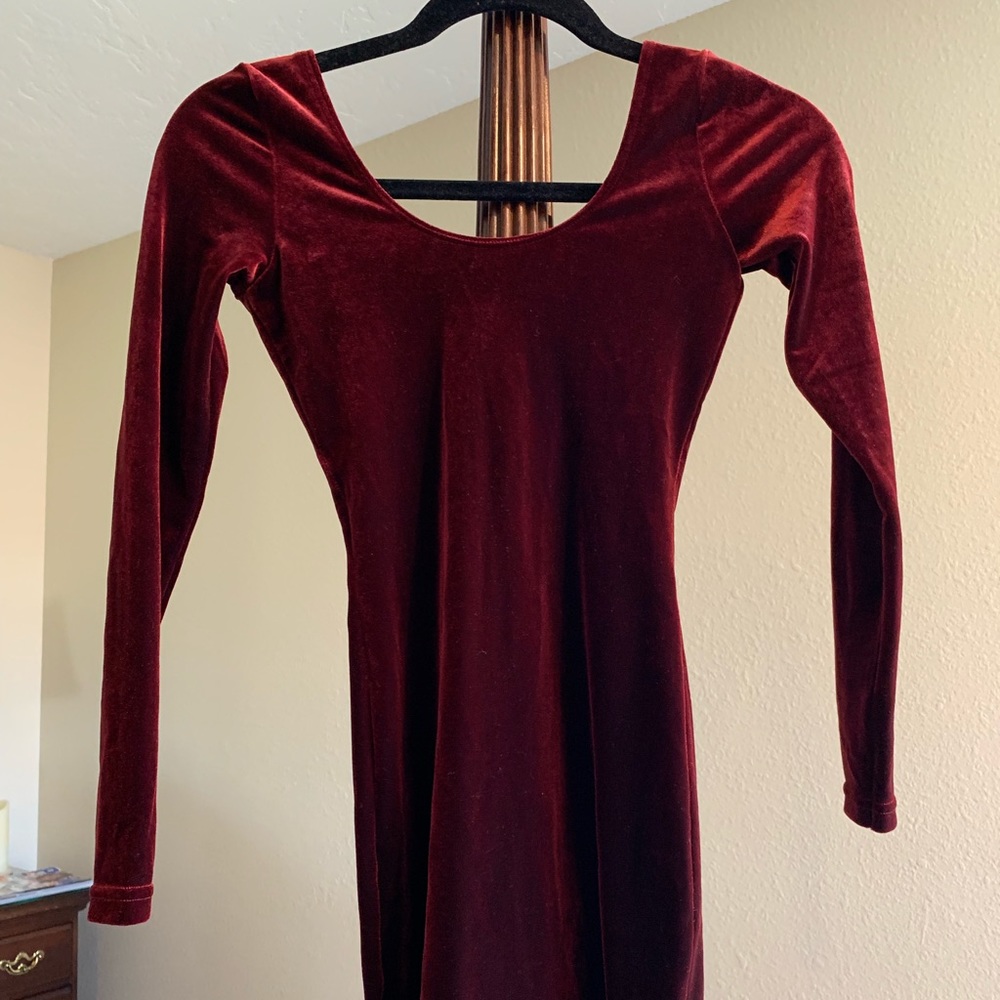 American Apparel Dark Red Velvet Dress